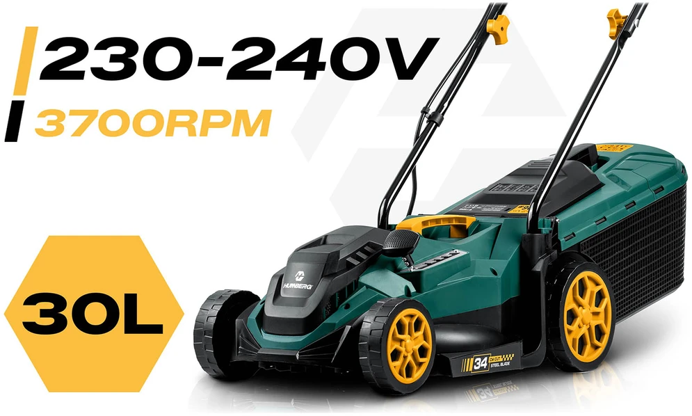 Lengva ir galinga elektrinė vejapjovė su reguliavimu 1400 W 34 cm Humberg HM-612