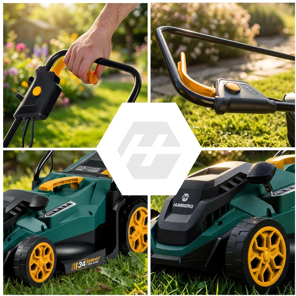 Lengva ir galinga elektrinė vejapjovė su reguliavimu 1400 W 34 cm Humberg HM-612