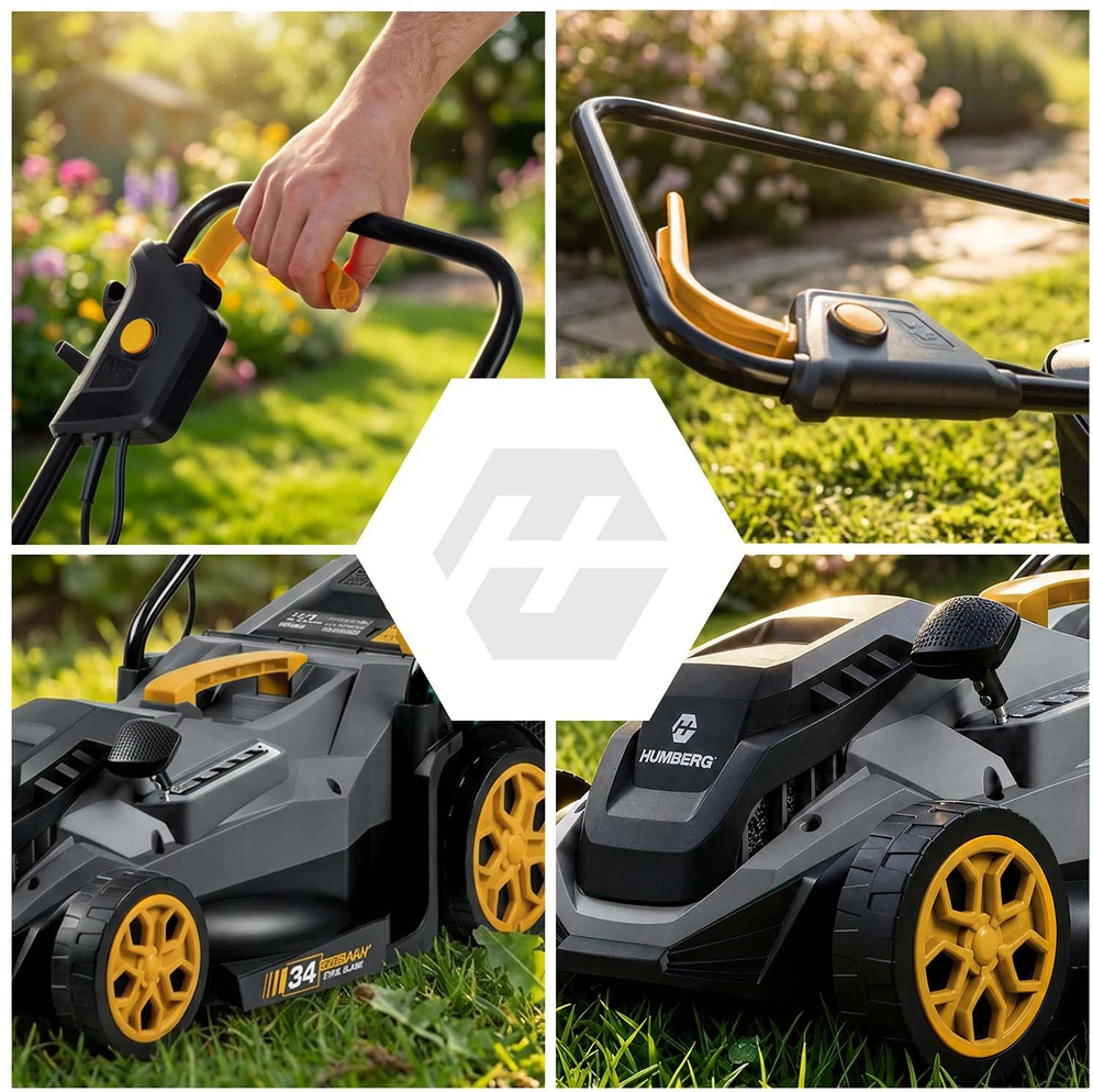 Lengva ir galinga elektrinė vejapjovė su reguliavimu 1400 W 34 cm Humberg HM-612