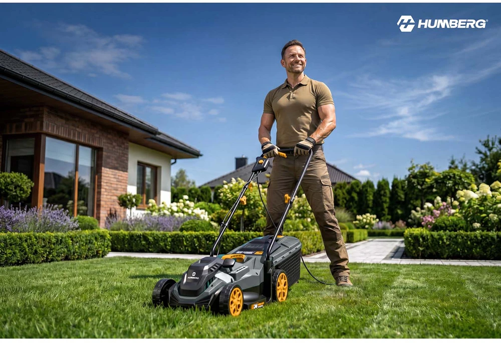 Lengva ir galinga elektrinė vejapjovė su reguliavimu 1400 W 34 cm Humberg HM-612