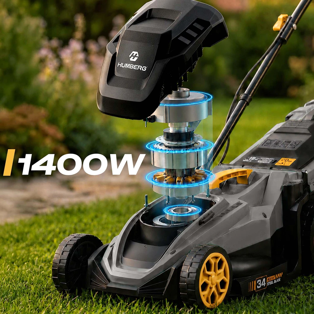 Lengva ir galinga elektrinė vejapjovė su reguliavimu 1400 W 34 cm Humberg HM-612
