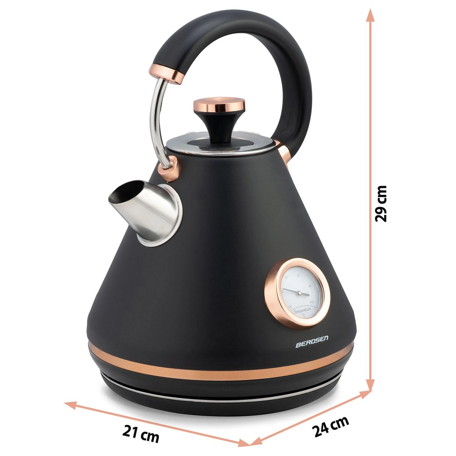 Berdsen Elektrinis virdulys su termometru 1,7 l BD-701 - juodas