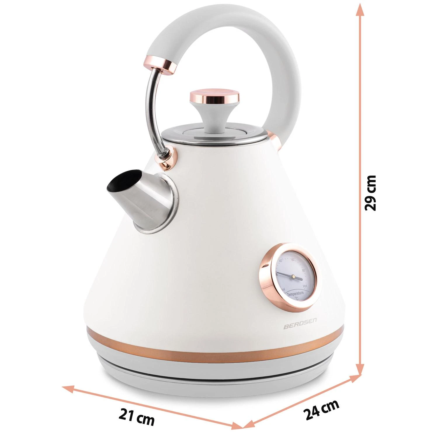 Berdsen Elektrinis virdulys su termometru 1,7 l BD-701 - baltas