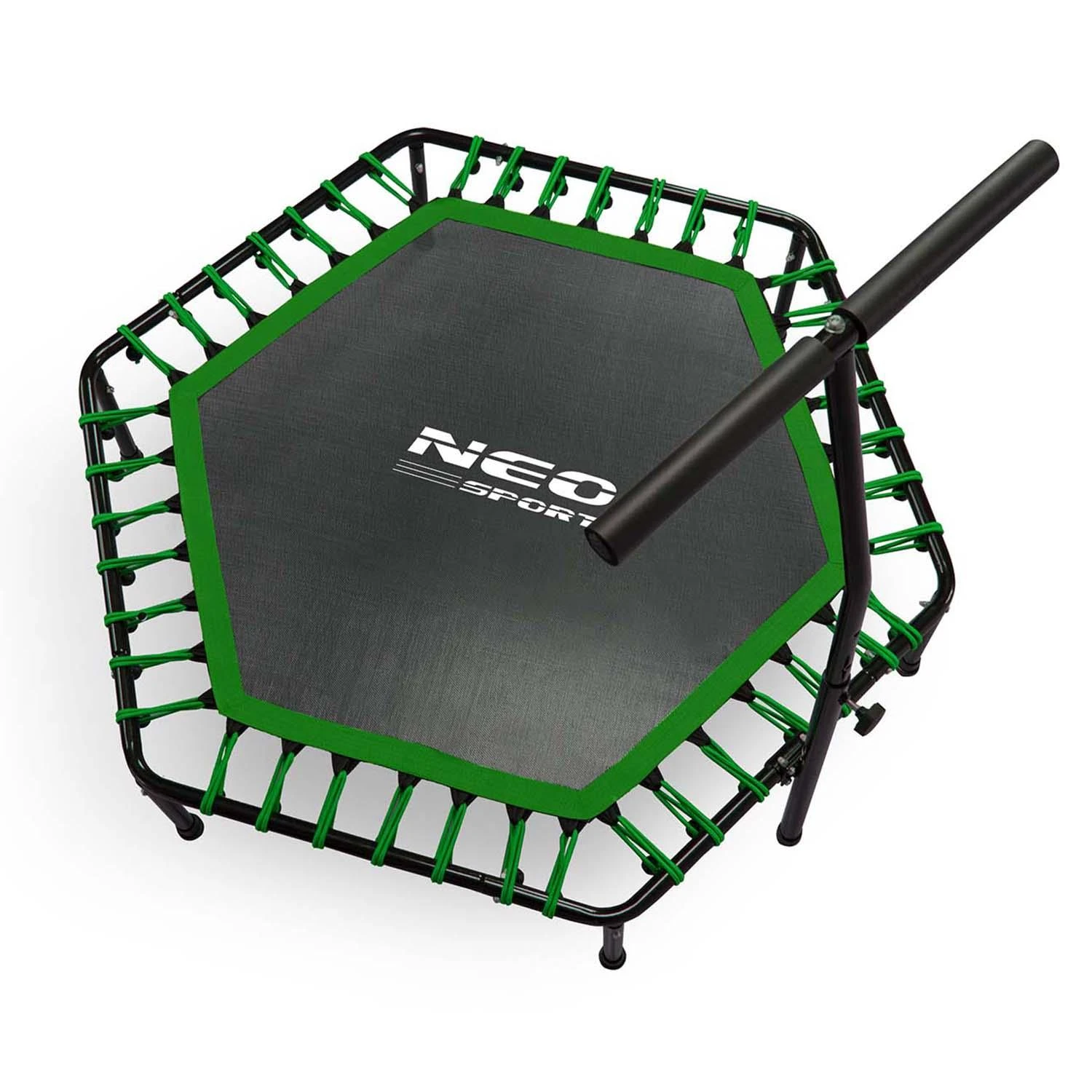 Neo-Sport Fitneso batutas, su rankena, 127 cm šešiakampis, žalias, vidaus batutas kardio treniruotėms