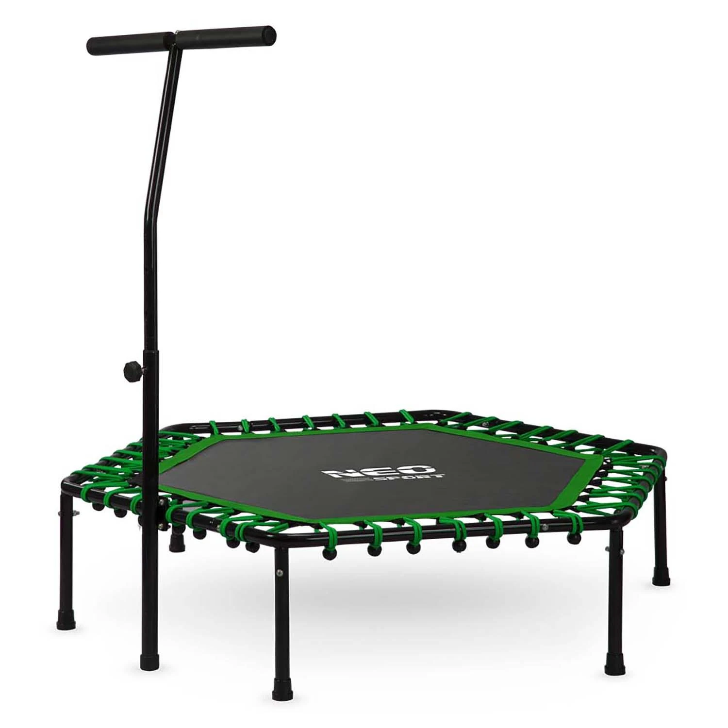 Neo-Sport Fitneso batutas, su rankena, 127 cm šešiakampis, žalias, vidaus batutas kardio treniruotėms