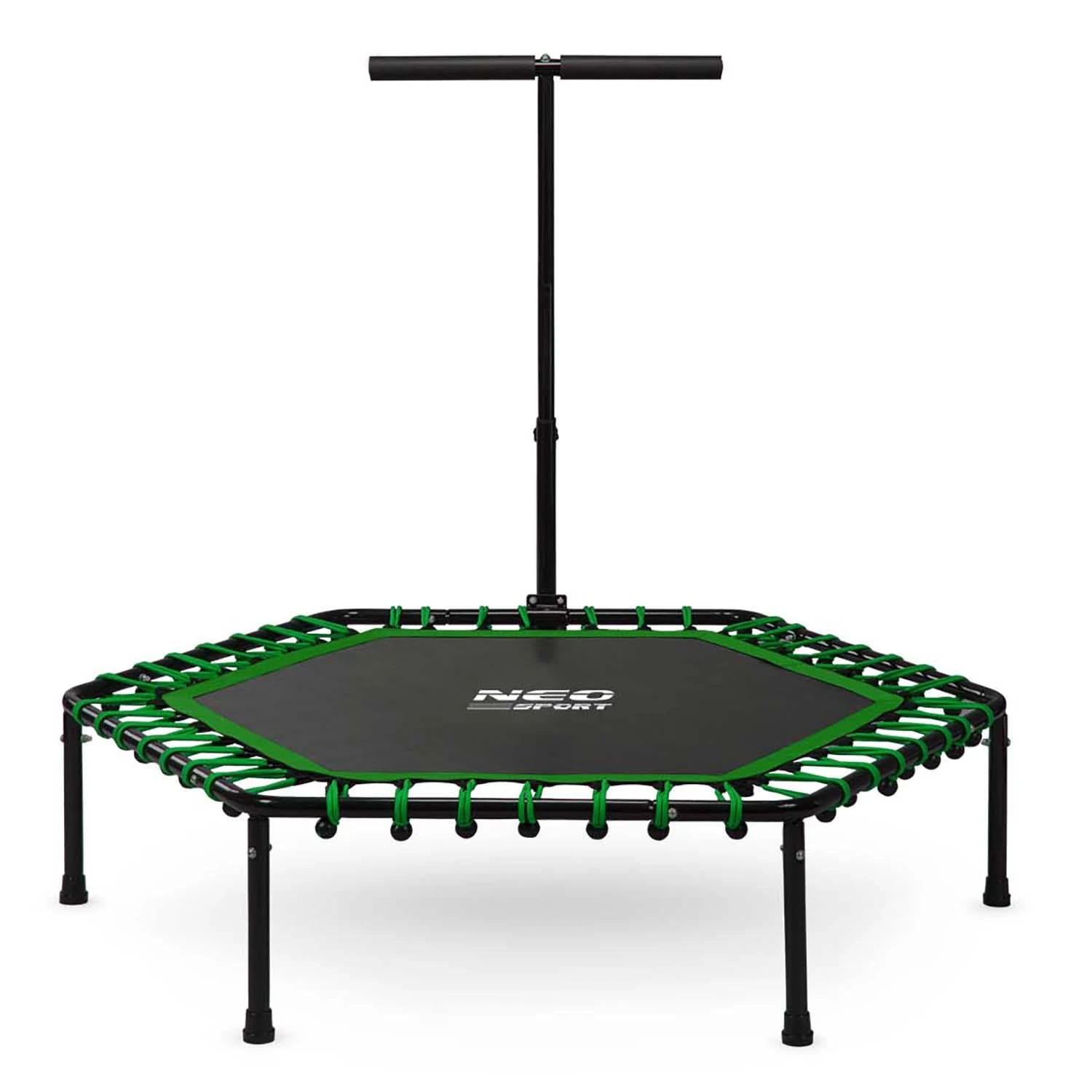 Neo-Sport Fitneso batutas, su rankena, 127 cm šešiakampis, žalias, vidaus batutas kardio treniruotėms