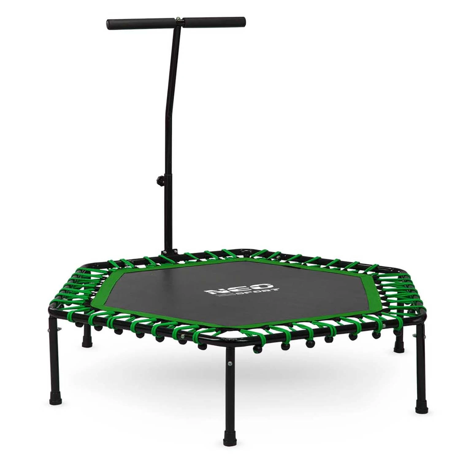 Neo-Sport Fitneso batutas, su rankena, 127 cm šešiakampis, žalias, vidaus batutas kardio treniruotėms