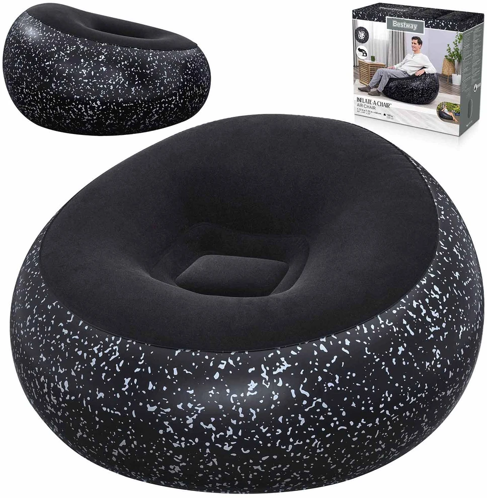 Pripučiamas krėslas Bestway, juodas, 116 cm x 116 cm x 66 cm