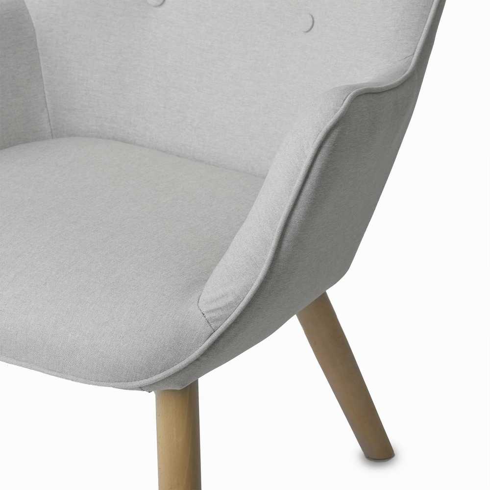 Sofotel Pilkas audinio fotelis su pakoja, patogus poilsio krėslas, modernūs svetainės baldai, paminkštintas fotelis su pagalvėle, atpalaiduojanti namų sėdynė