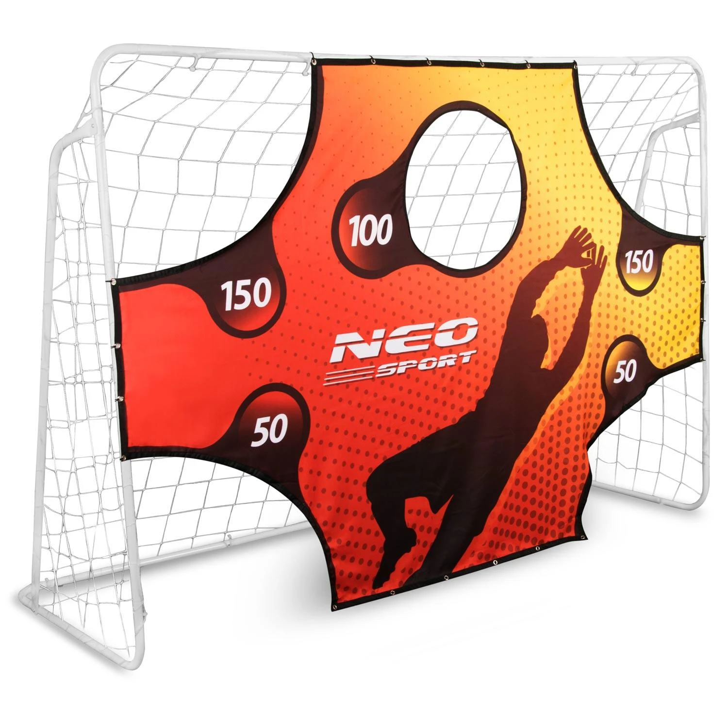 Neo-Sport Futbolo vartai 245 x 155 x 80 cm su taikiklio kilimėliu