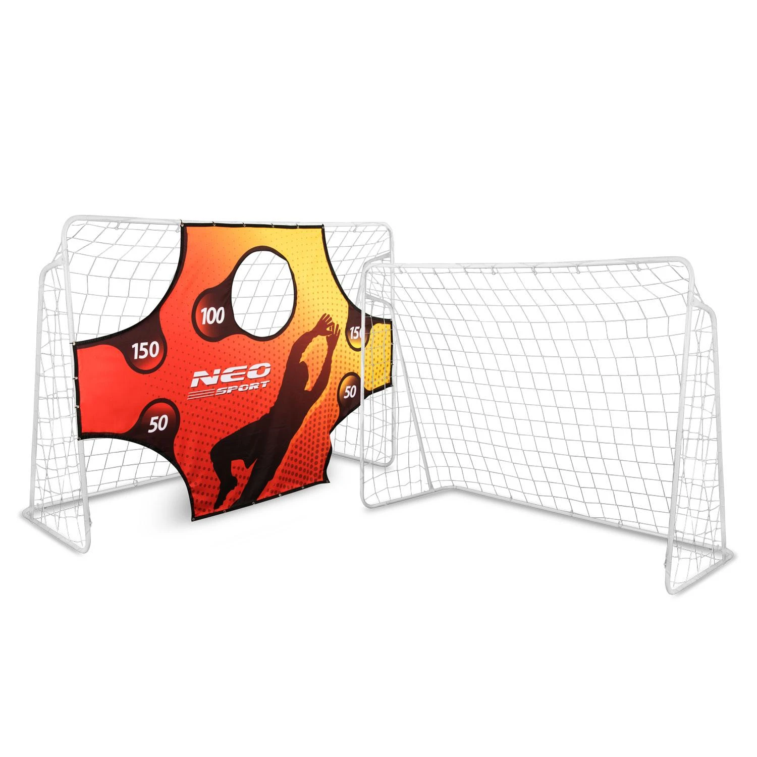Neo-Sport Futbolo vartai 245 x 155 x 80 cm su taikiklio kilimėliu