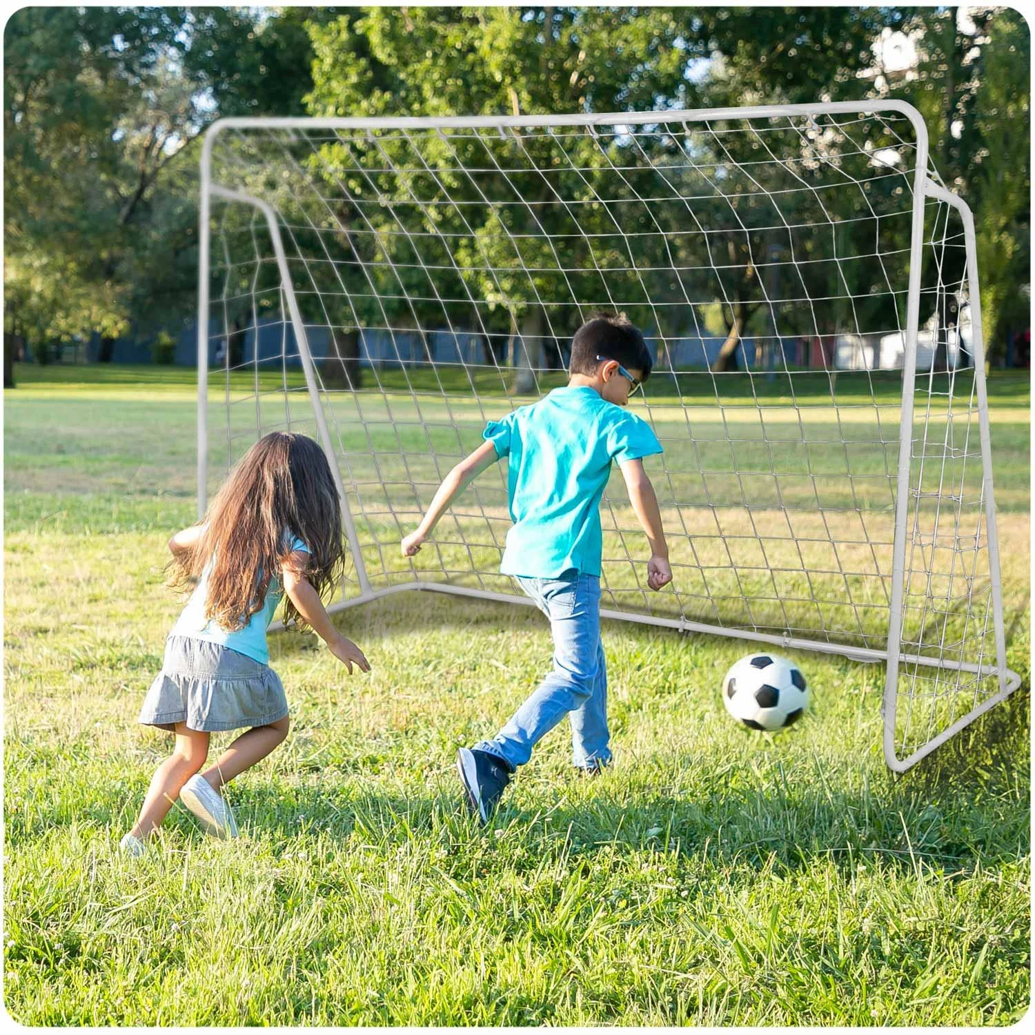 Neo-Sport Futbolo vartai 245 x 155 x 80 cm su taikiklio kilimėliu