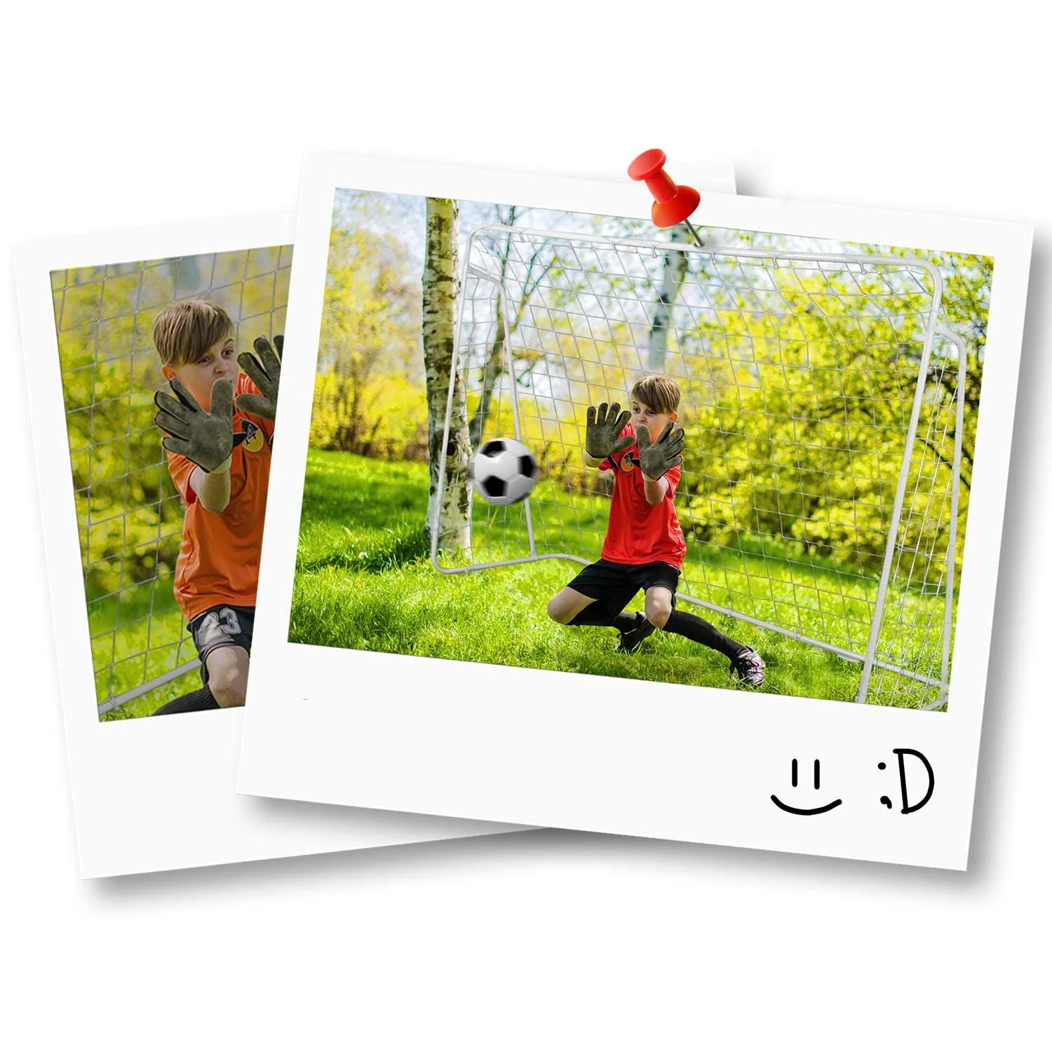 Neo-Sport Futbolo vartai 245 x 155 x 80 cm su taikiklio kilimėliu