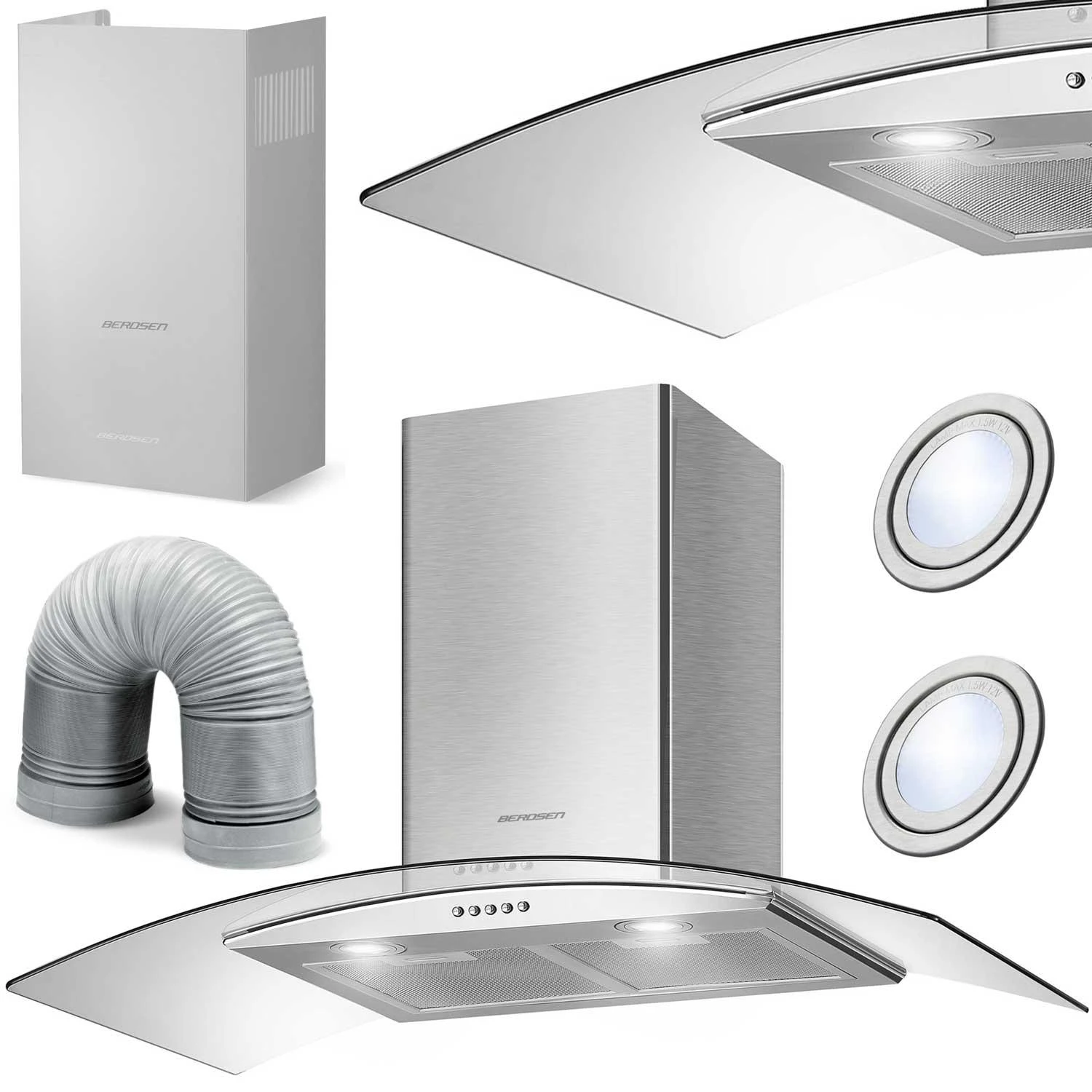 Berdsen BT-223 INOX 90 cm kamininis virtuvinis gartraukis