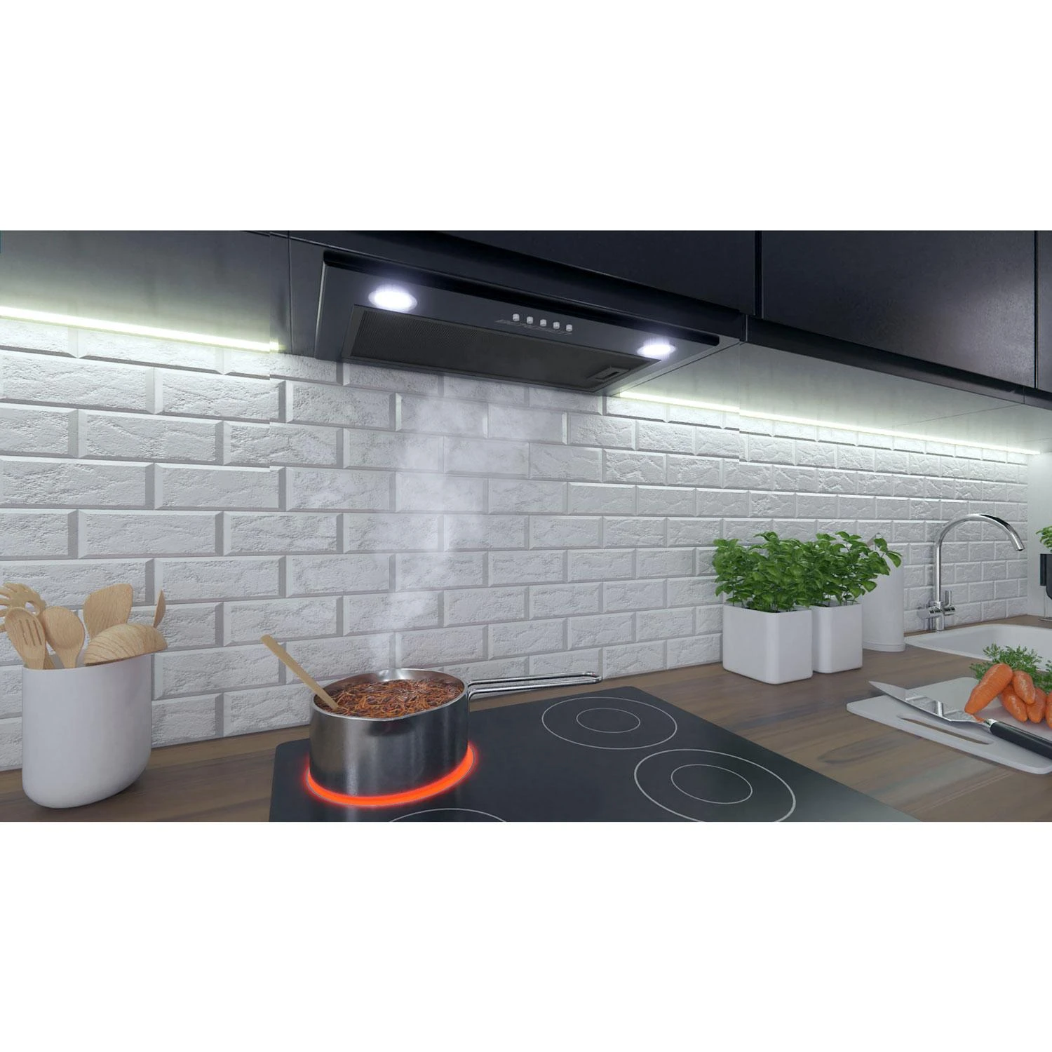 Berdsen Juodas 60 cm virtuvinis po spintelės montuojamas gartraukis BE-50