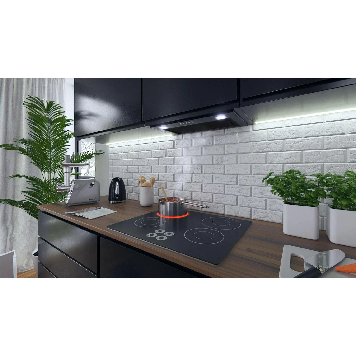 Berdsen Juodas 60 cm virtuvinis po spintelės montuojamas gartraukis BE-50