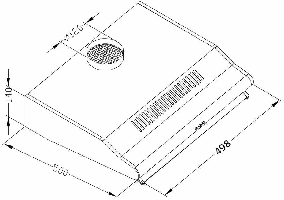 Berdsen Nerūdijančio plieno virtuvės gartraukis, montuojamas po spintele, Inox apdaila, 50 cm virtuvės ištraukimo ventiliatorius, moderni virtuvės ventiliacija