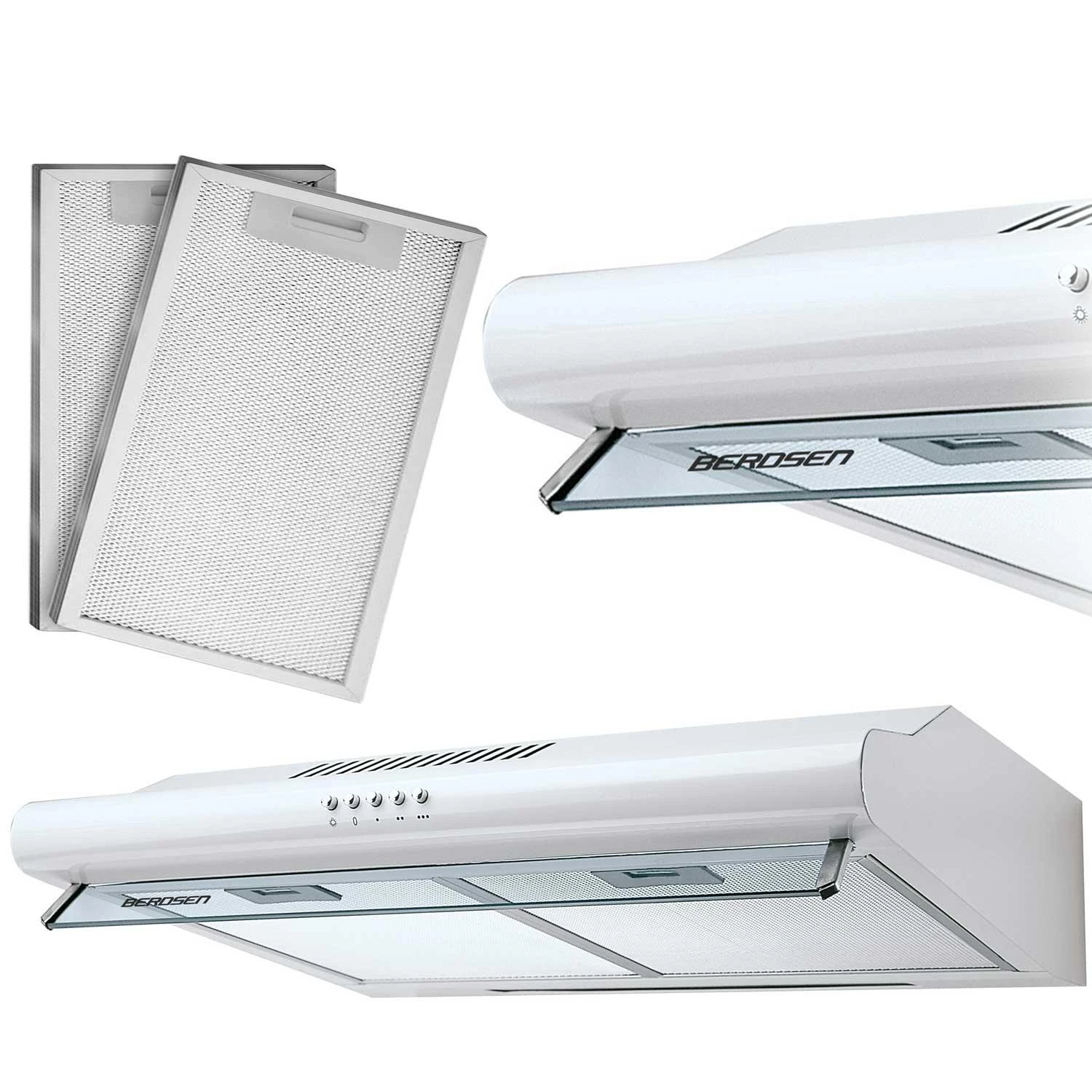 Gartraukis Virtuvės gaubtas po spintele - 60 cm Berdsen BE-10-A absorberis baltas