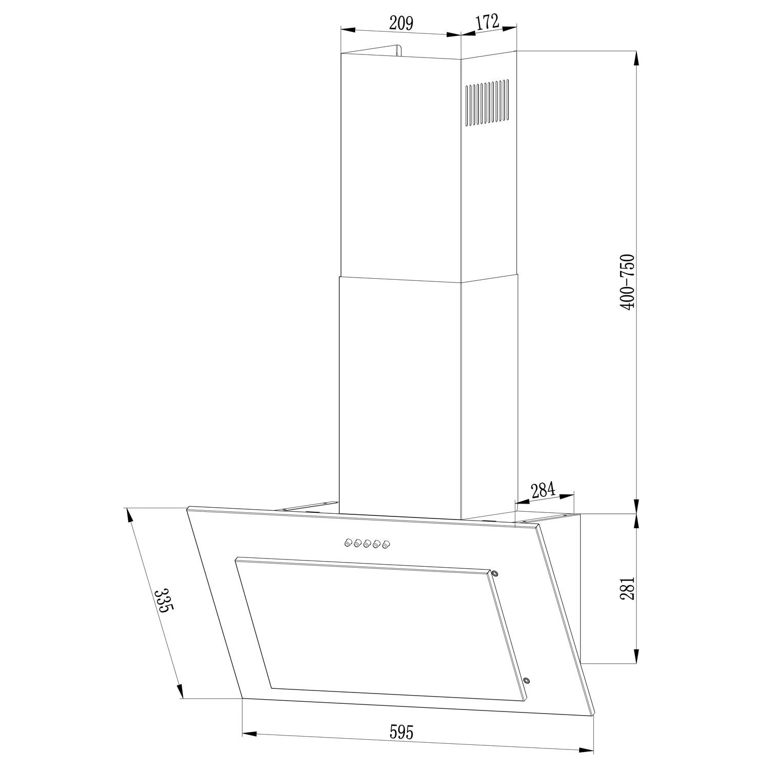 Berdsen Juodas 60 cm kamininis gartraukis Inox BT-209
