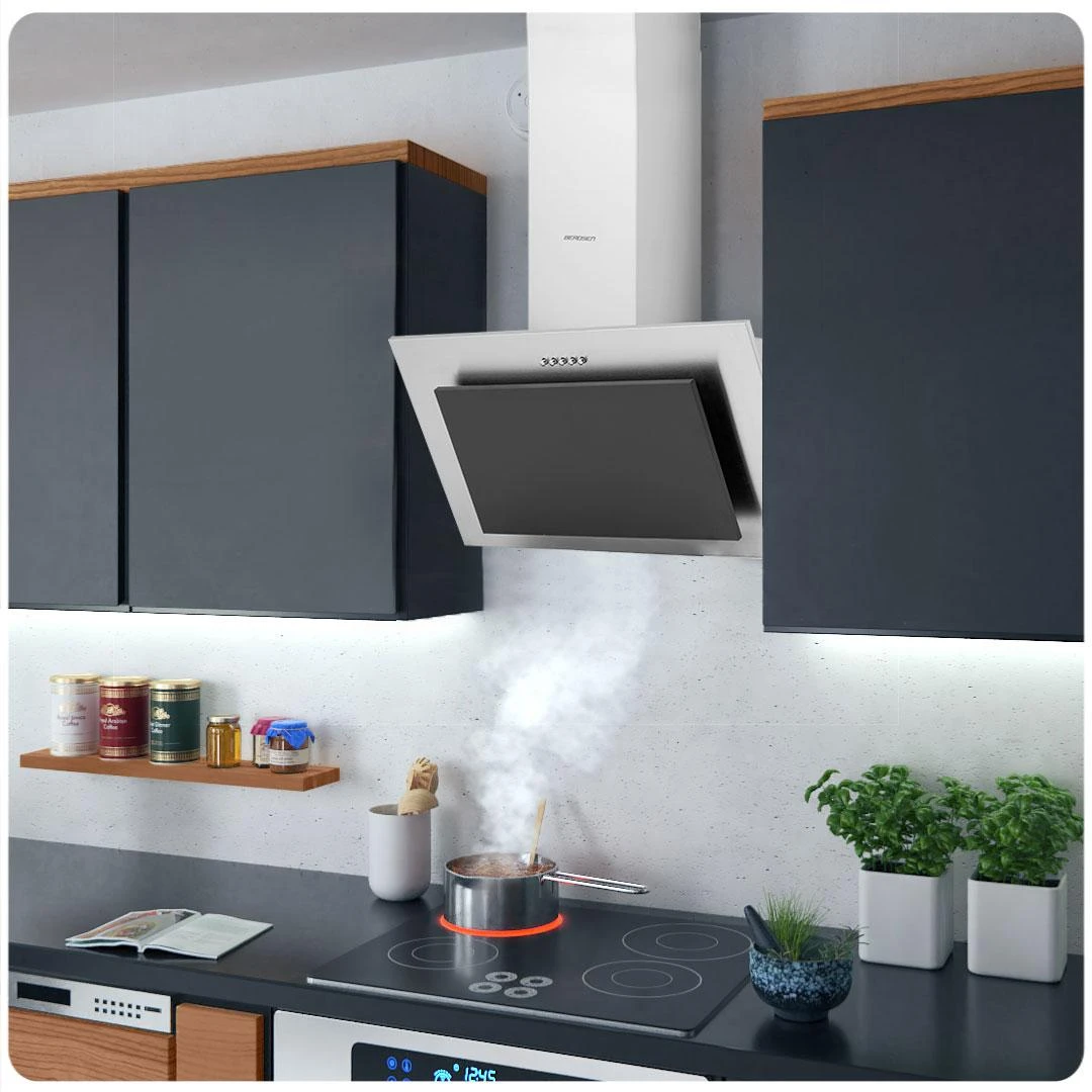 Berdsen Juodas 60 cm kamininis gartraukis Inox BT-209