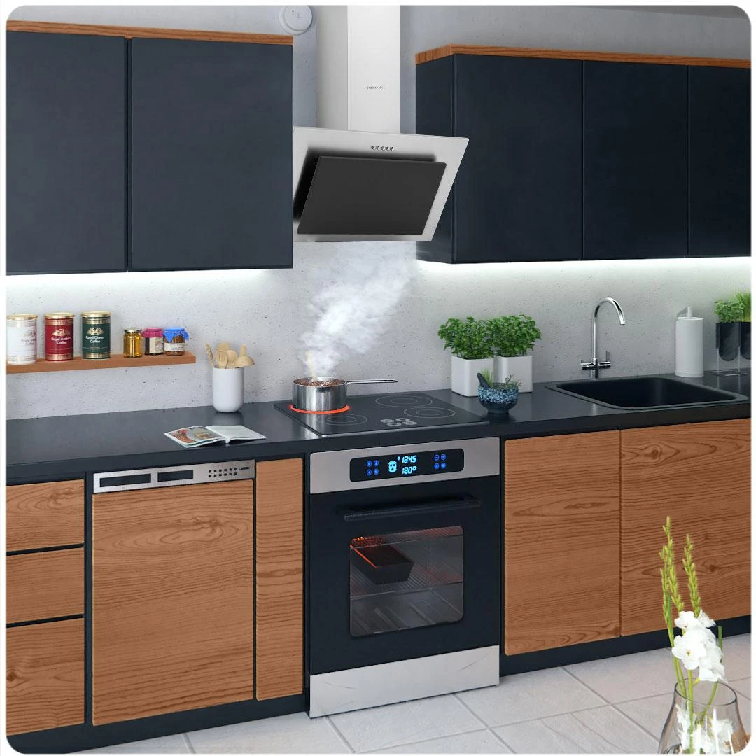 Berdsen Juodas 60 cm kamininis gartraukis Inox BT-209
