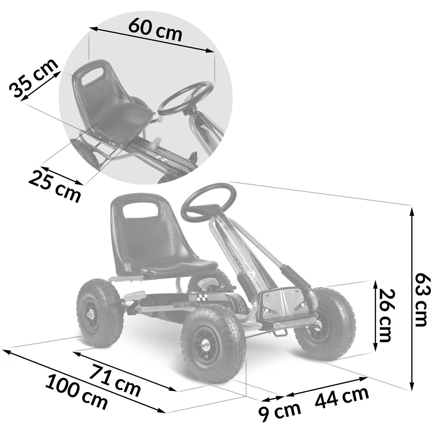 Ricokids Vaikiškas pedalinis gokartas RK-594 raudonas