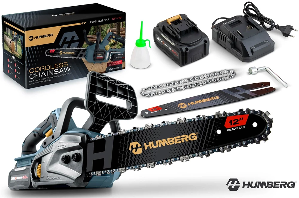 Grandininis pjūklas 12" akumuliatorinis medienos pjūklas Humberg HM-436