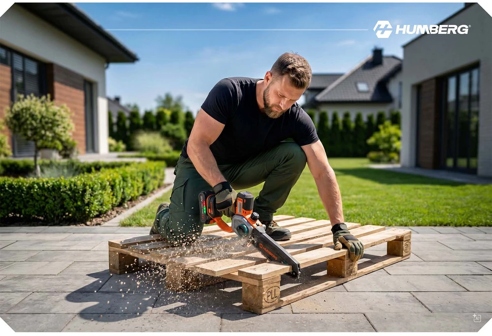 Akumuliatorinis grandininis pjūklas 2x2,0 Ah PRO 10" 8" Humberg HM-437