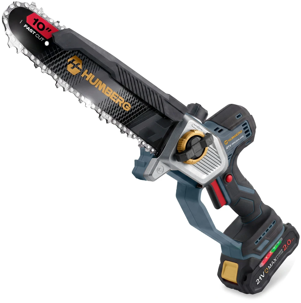 Akumuliatorinis grandininis pjūklas 2x2,0 Ah PRO 10" 8" Humberg HM-437