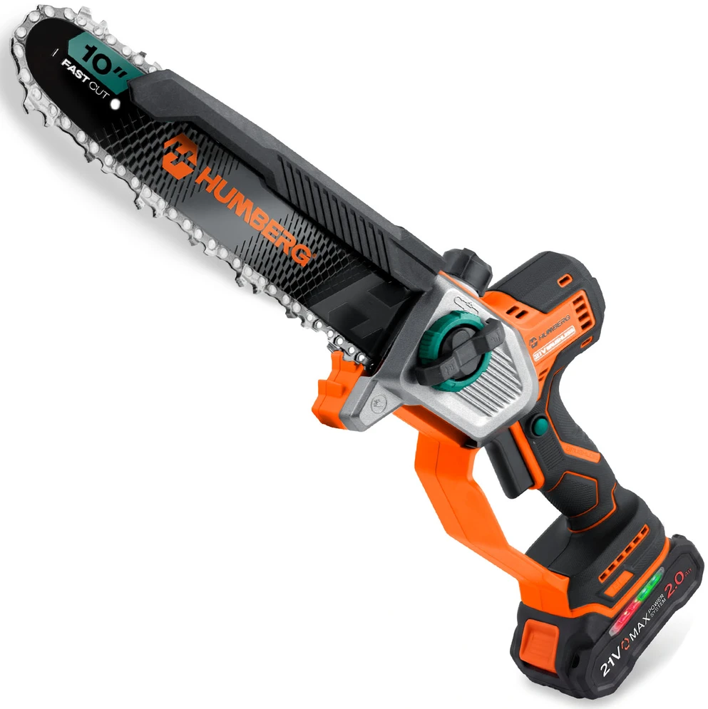 Akumuliatorinis grandininis pjūklas 2x2,0 Ah PRO 10" 8" Humberg HM-437