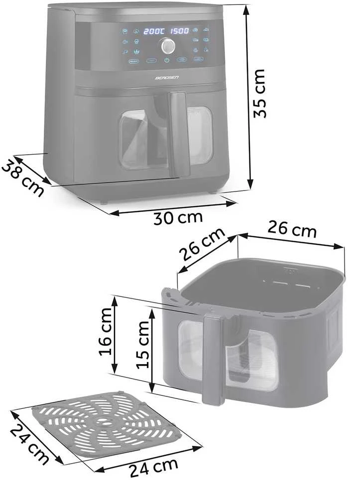 Belaidė juoda gruzdintuvė Berdsen BD-661 Air Fryer