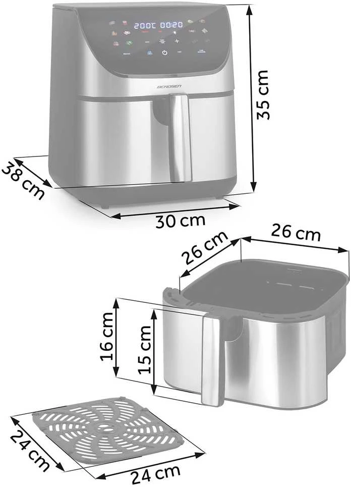 Bealiejė gruzdintuvė Berdsen BD-659, 8 l, 1700 W, sidabrinės spalvos