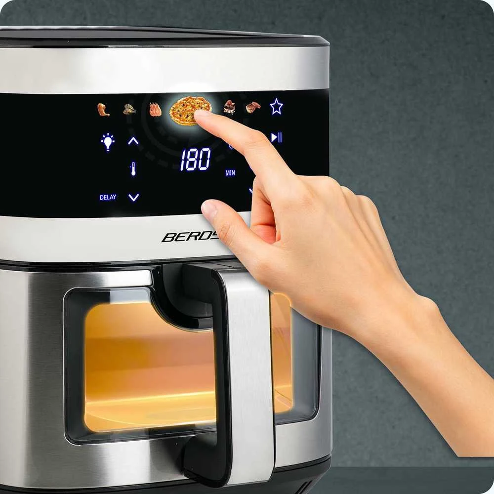 Didelė bealiejė gruzdintuvė Berdsen BD-656, 9,1 l, 1700 W, sidabrinė