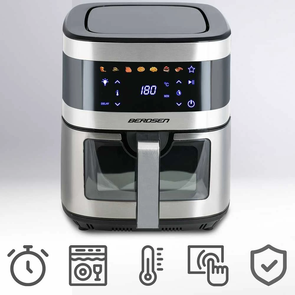 Didelė bealiejė gruzdintuvė Berdsen BD-656, 9,1 l, 1700 W, sidabrinė