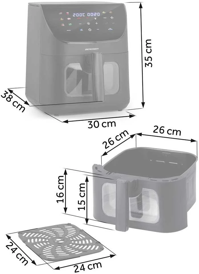 Belaidė juoda gruzdintuvė Berdsen BD-660 Air Fryer