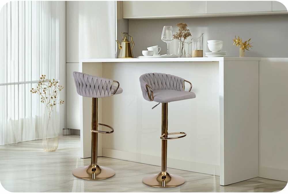Sofotel „Elissian Sofa“ baro kėdė su atlošu, pilka su auksiniu pagrindu