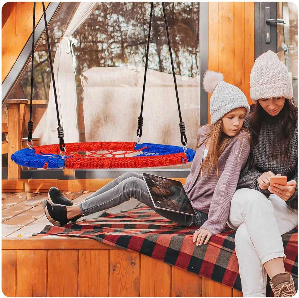 Neo-Sport Sūpynės lizdo formos SWINGO 95 cm mėlynos ir raudonos spalvos