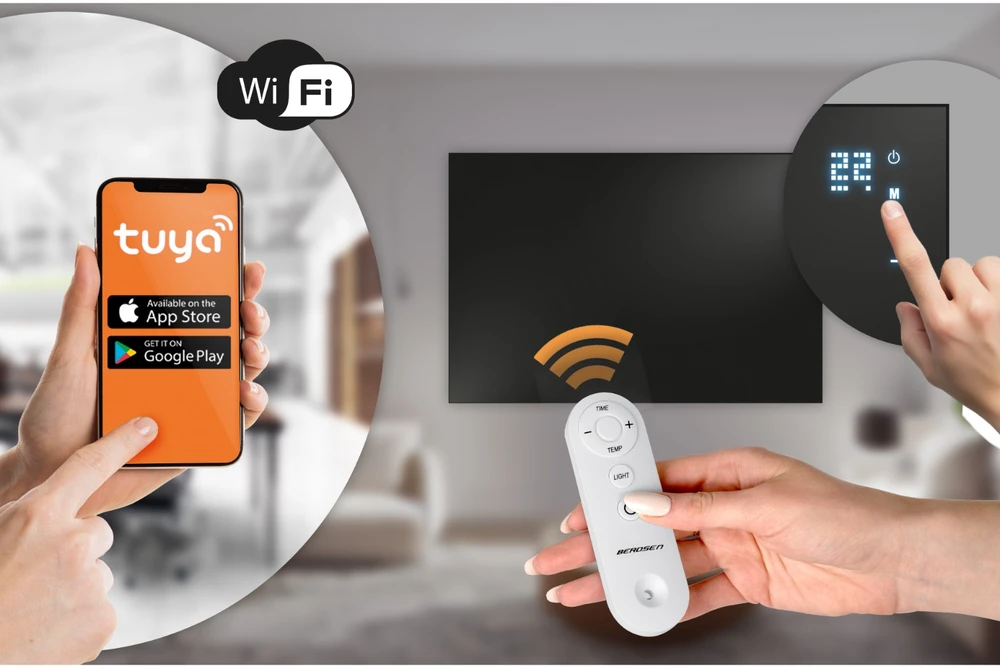 Infraraudonųjų spindulių šildytuvas, 600 W, Berdsen BD-981, nuotolinio valdymo pultas su WiFi programėle