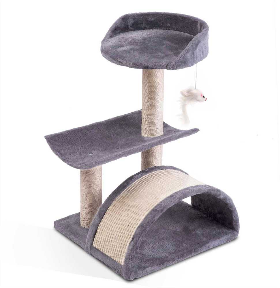 Katės draskyklė 58 cm DR-264 Pethaus su pele, šviesiai pilka