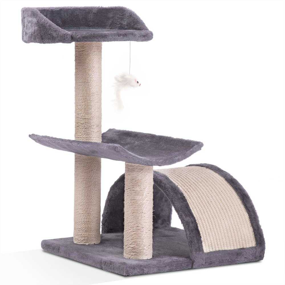 Katės draskyklė 58 cm DR-264 Pethaus su pele, šviesiai pilka