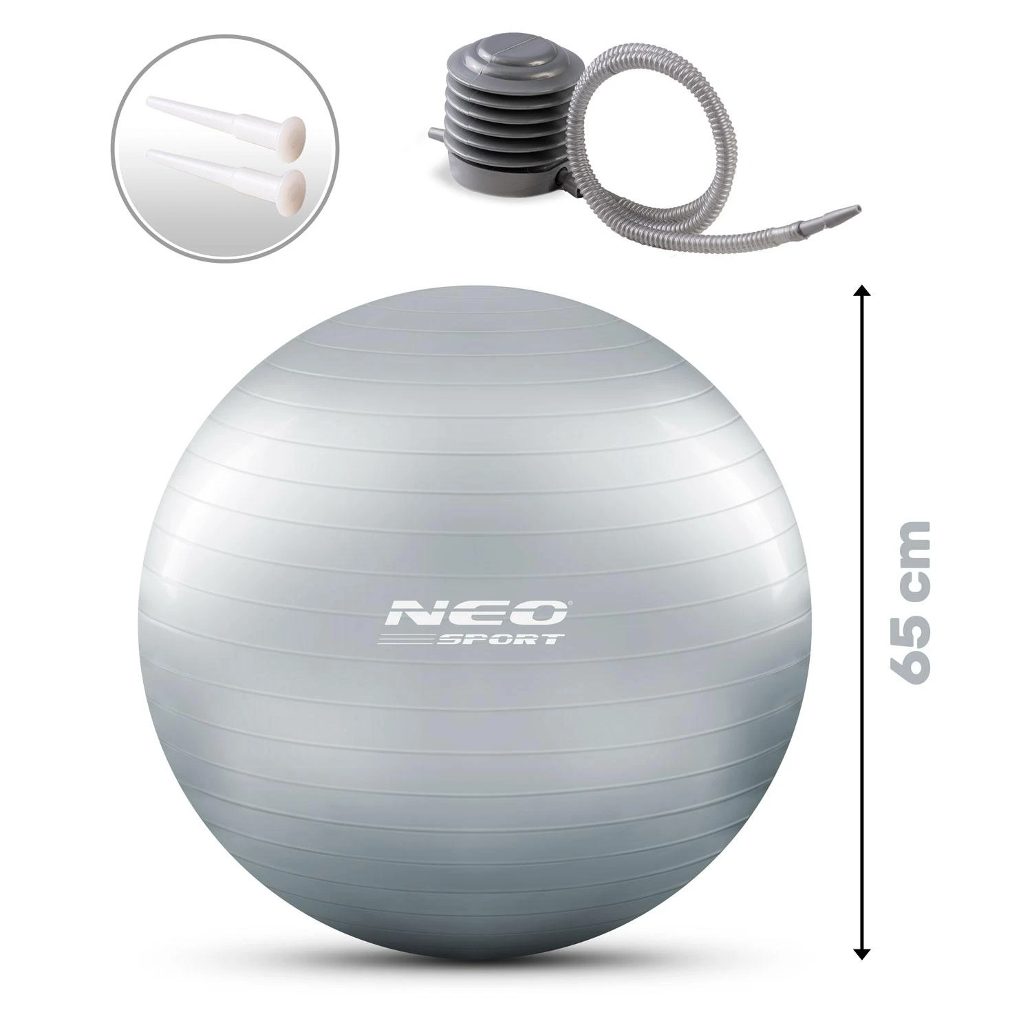 Neo-Sport Mankštos kamuolys 65 cm NS-951 sidabrinis