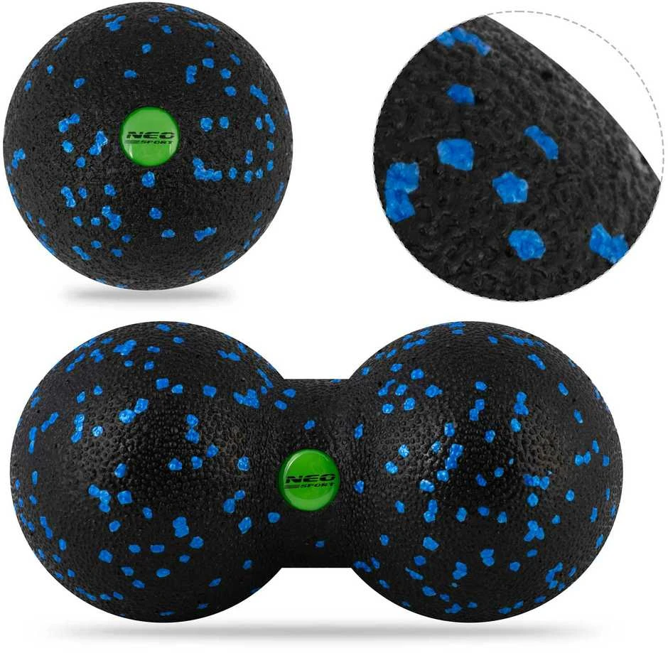 Neo-Sport Kamuolys + dvigubas masažinis kamuoliukas - rinkinys - NS-997 juodas ir mėlynas