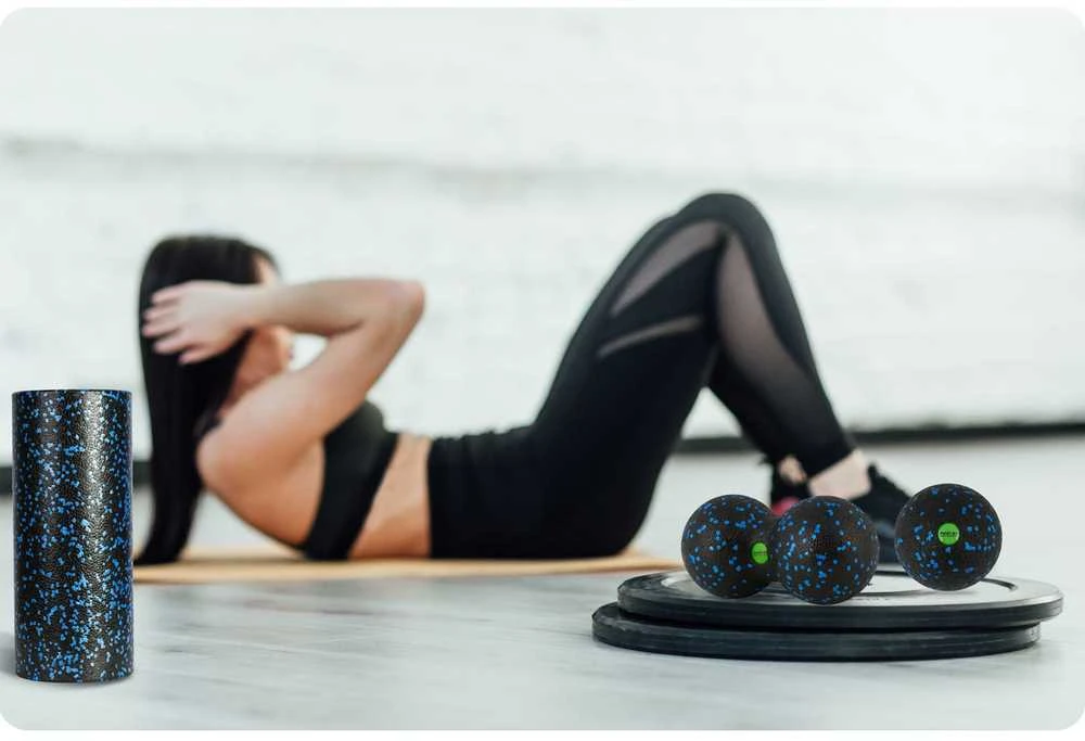 Neo-Sport Kamuolys + dvigubas masažinis kamuoliukas - rinkinys - NS-997 juodas ir mėlynas
