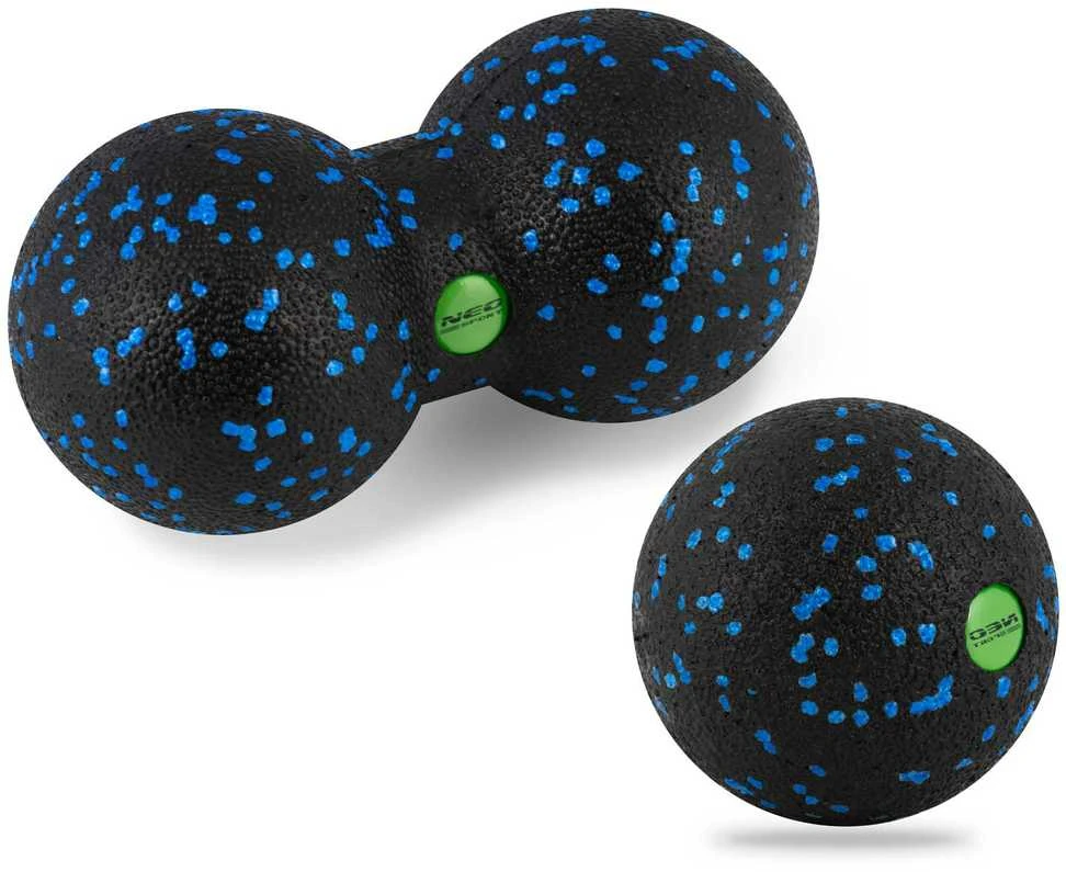 Neo-Sport Kamuolys + dvigubas masažinis kamuoliukas - rinkinys - NS-997 juodas ir mėlynas