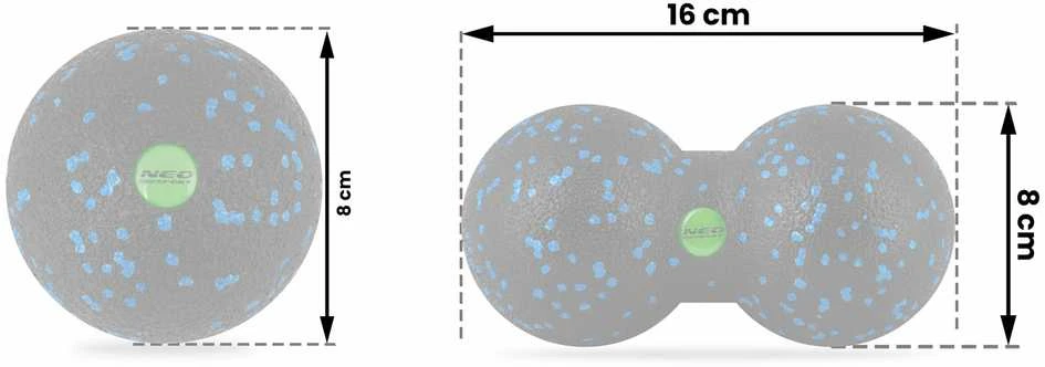 Neo-Sport Kamuolys + dvigubas masažinis kamuoliukas - rinkinys - NS-997 juodas ir mėlynas
