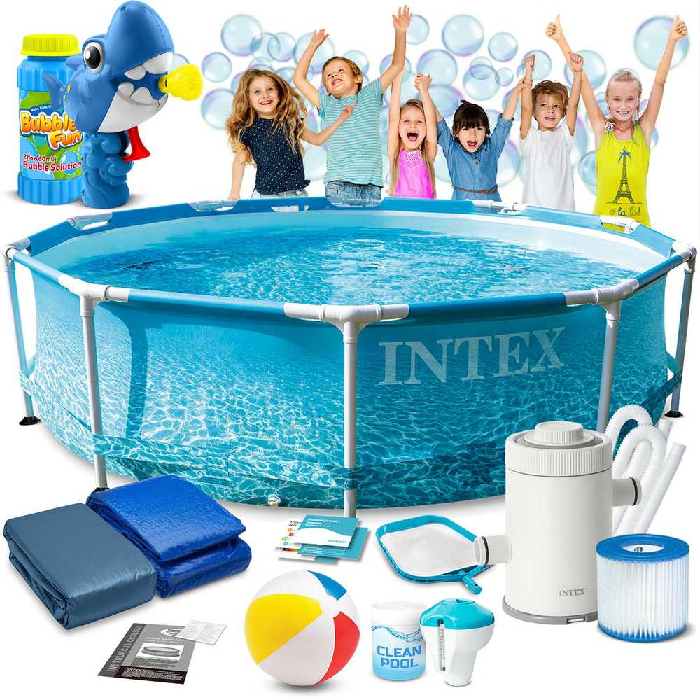 Intex 28208 305x76 cm 16in1 lauko baseinas su rėmu + dovanų burbulų pūtimo mašinėlė
