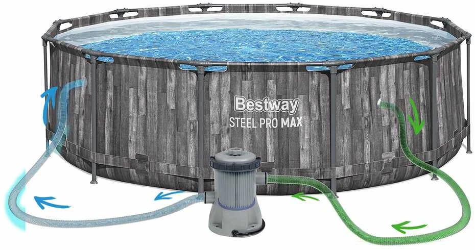 Rėminis baseinas 12FT 366x100 cm Plieninis Pro Max BESTWAY