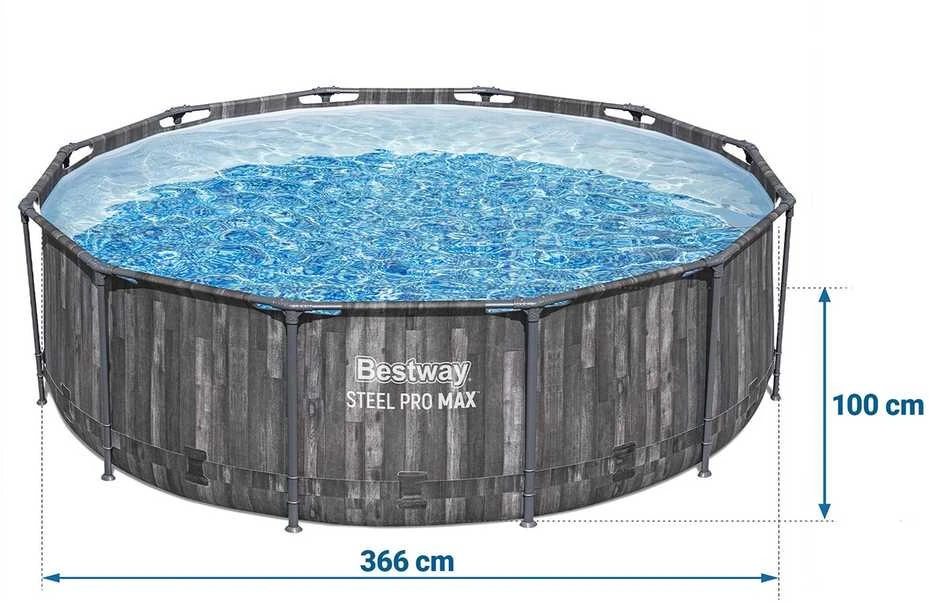 Rėminis baseinas 12FT 366x100 cm Plieninis Pro Max BESTWAY