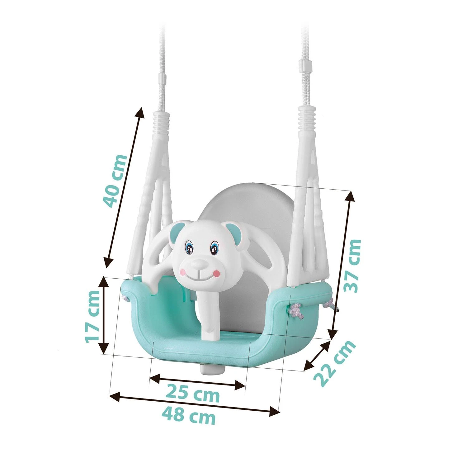 Ricokids Vaikiškos sūpynės Bear 3in1, turkio spalvos