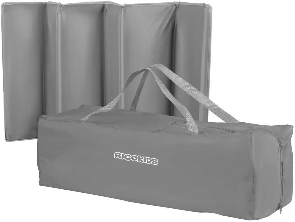 Ricokids Kelioninė lovelė su čiužiniu ir krepšiu 123,5 x 65 x 76 cm RK-241 pilkos spalvos